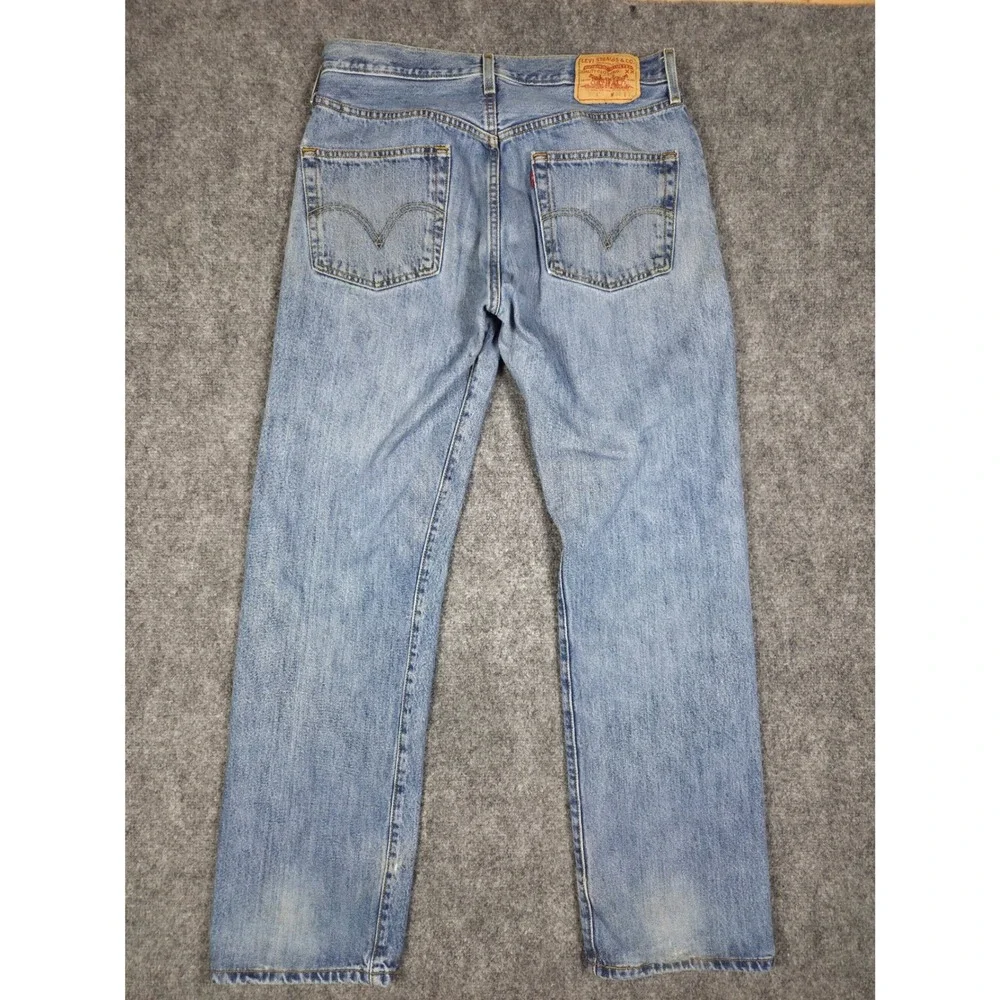 Levi's 501 Jeans Mens W34 L32 Blue Straight Leg Button Fly Denim